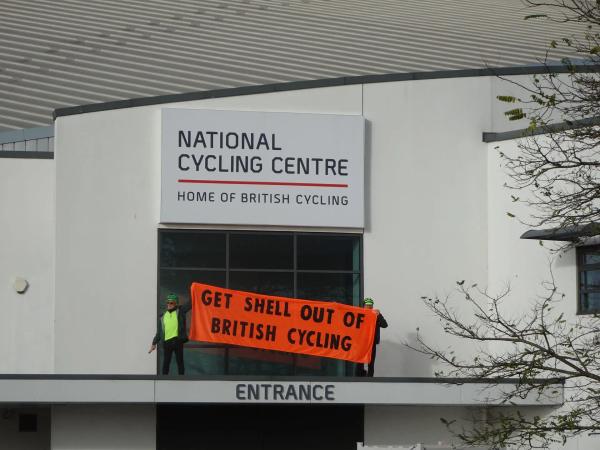 XR protest at the National Cycling Centre