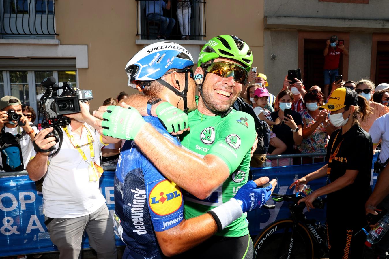 Davide Ballerini (left) and Michael Mørkøv are two riders that Mark Cavendish (right) trusts to guide him to success - and rightly so