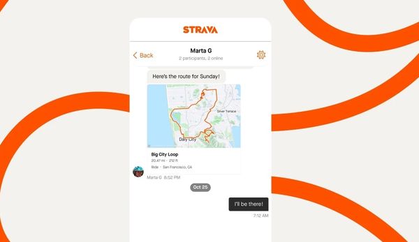 Strava's in-app messaging interface 