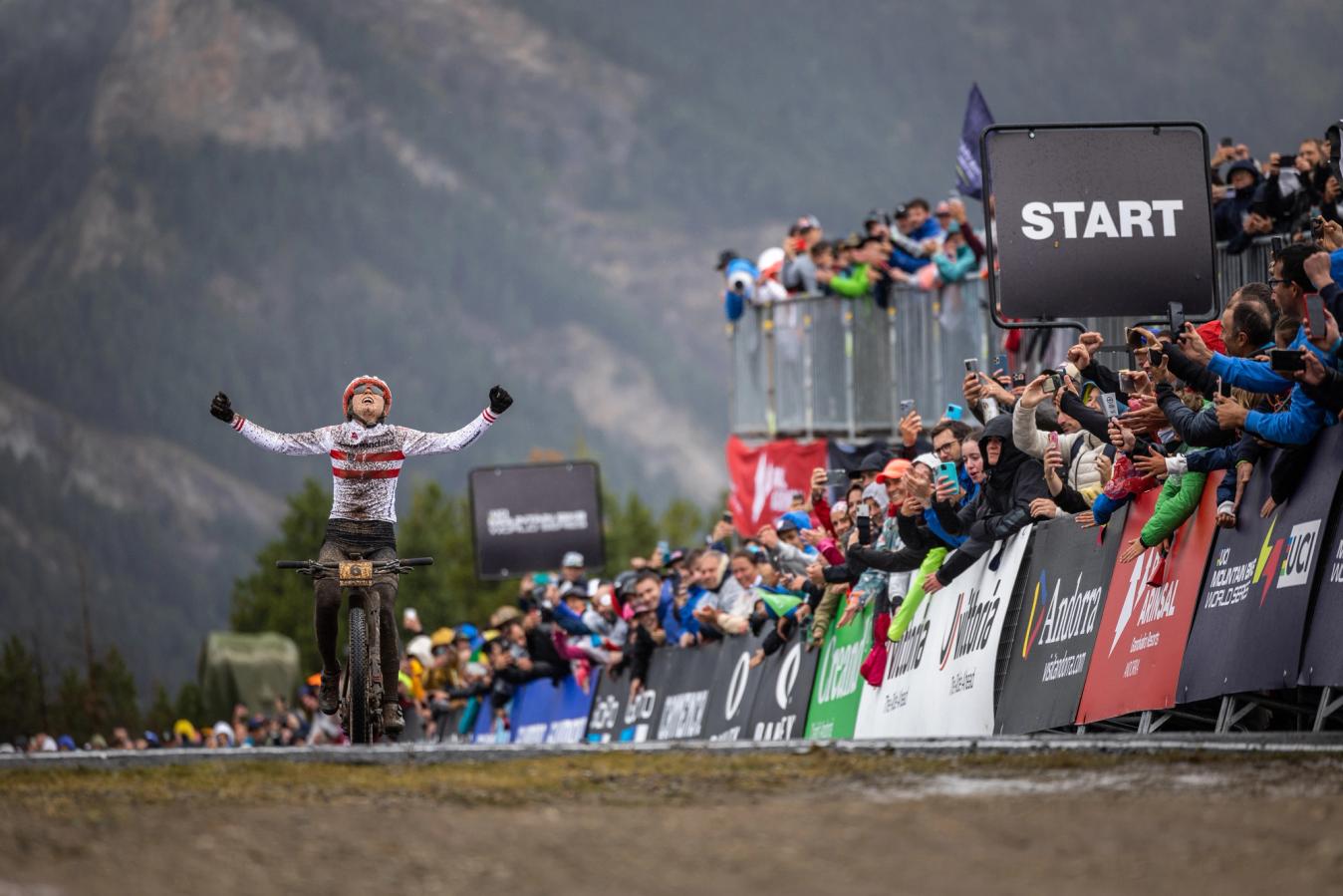 Mona Mitterwallner celebrated her hard-fought victory in the atmospheric surrounds of Andorra