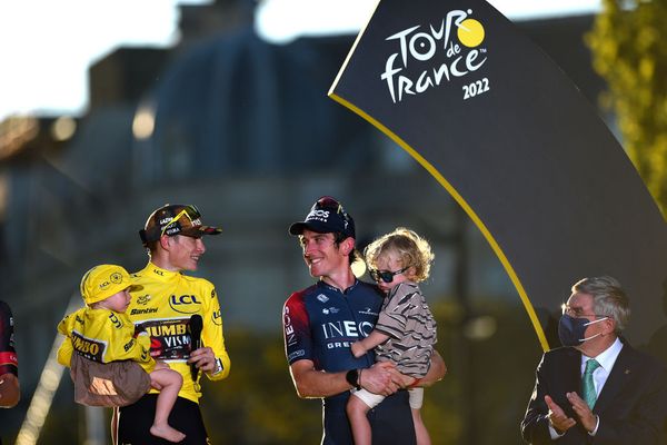 Jonas Vingegaard and Geraint Thomas were joined by their children on the final podium of the 2022 Tour de France