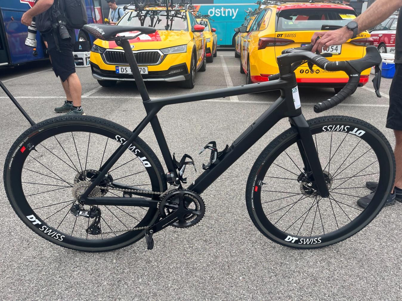 A black-out version of the new Canyon Grail with its Aero load storage system