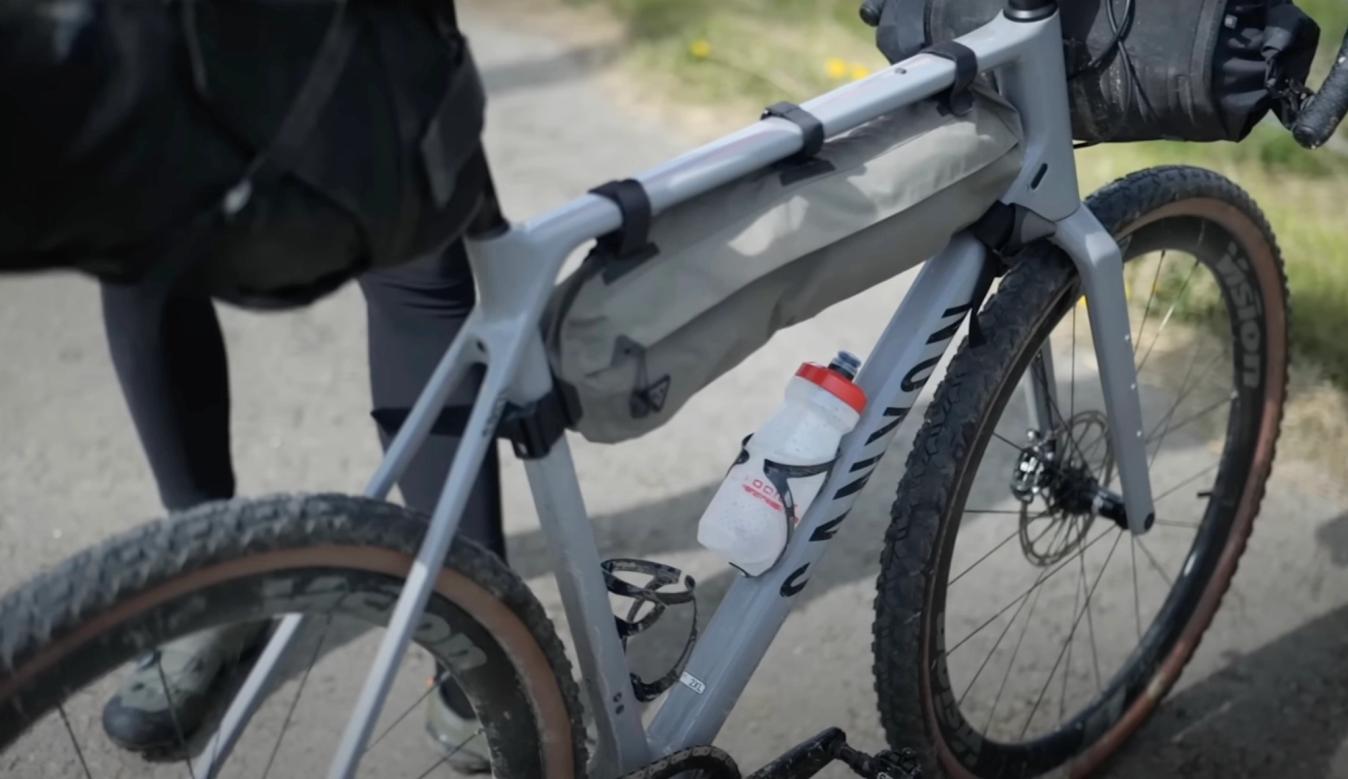 Frame bags are a great place to store heavier items to keep the weight central on the bike