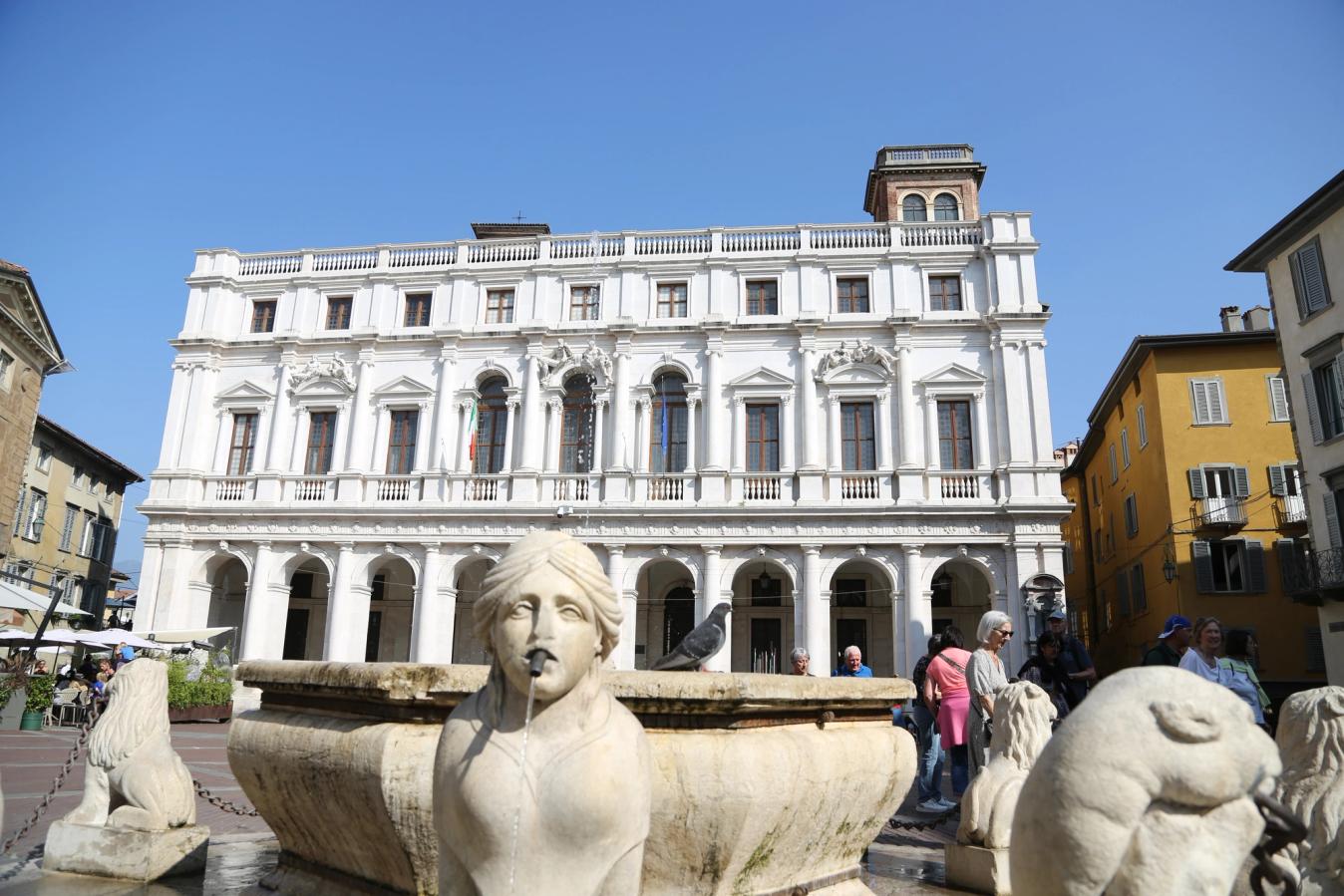 The Palazzo Nuovo overlooks the Piazza Vecchia in Bergamo's old town.
