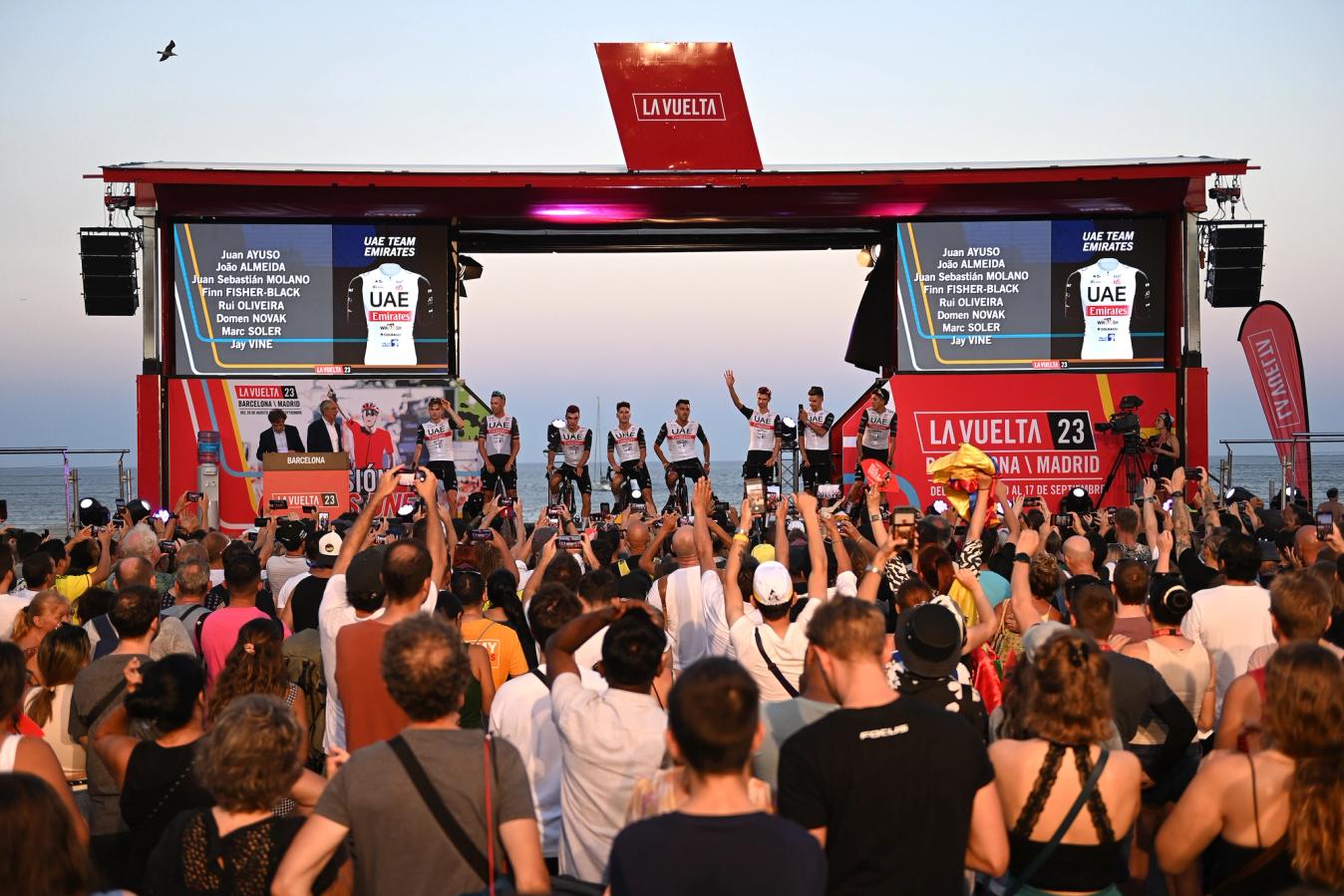 UAE Team Emirates' eight-man squad at the Vuelta a España team presentation