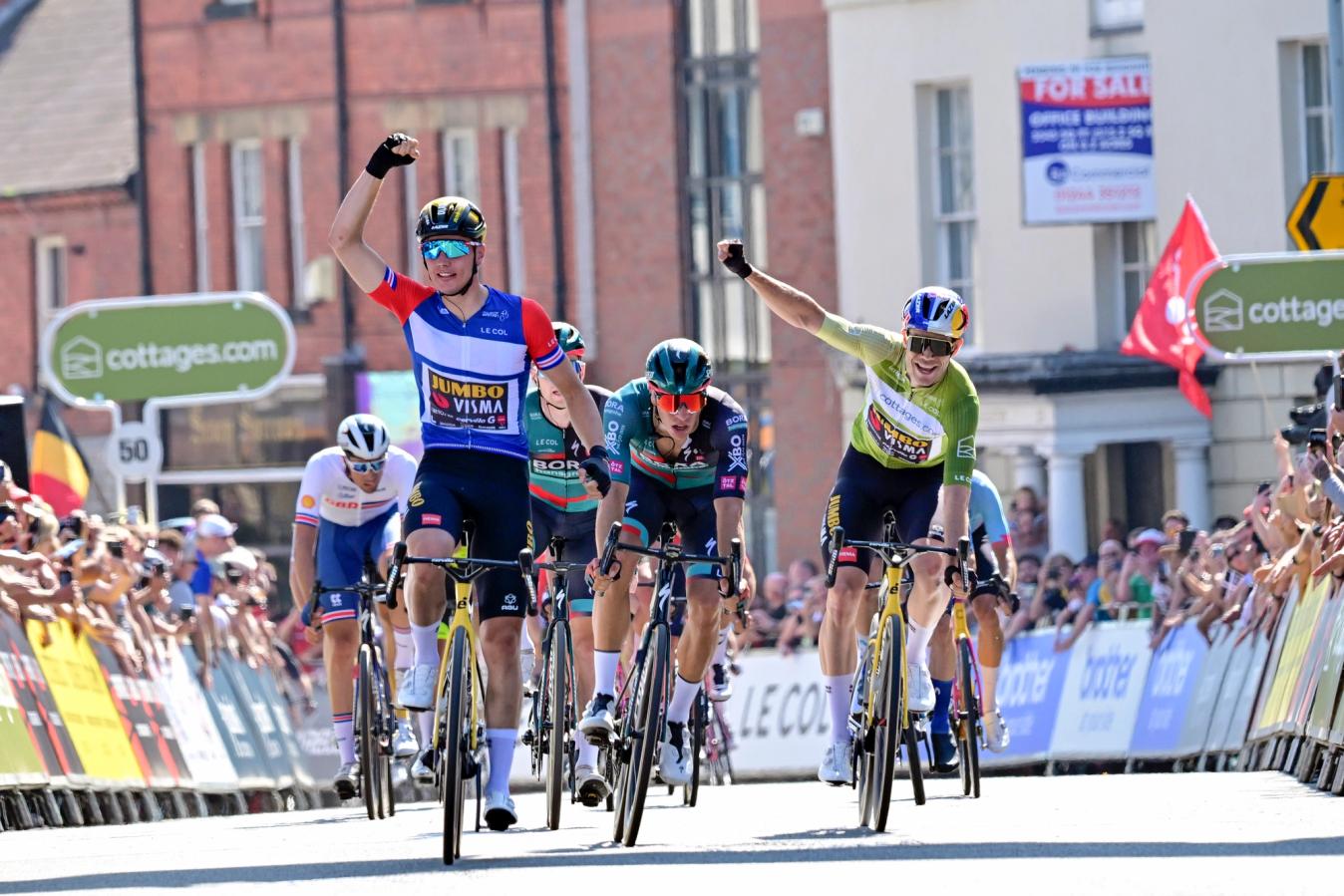 Olav Kooij sprinted to victory in Wrexham on stage 2 of the Tour of Britain