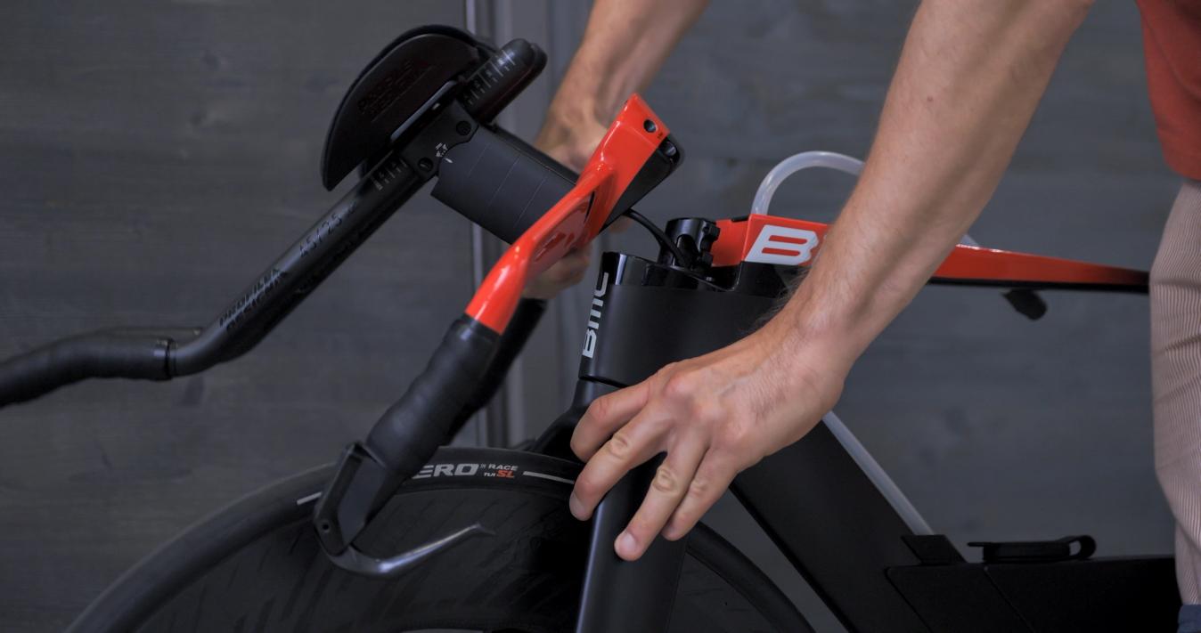 Four bolts hold the base bar in place, making it easy to pack the bike for travel or storage