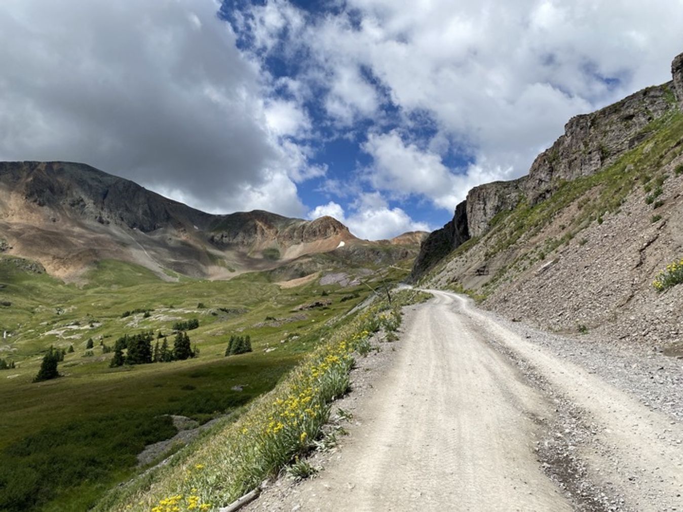 The high mountains of the San Juan's are some of the most splendid in all of the United States. Sepp Kuss has obscure dirt road KOMs all over them, including here on Cinnamon Pass, an old mining route that crests at 12,620 feet or 3,846 metres