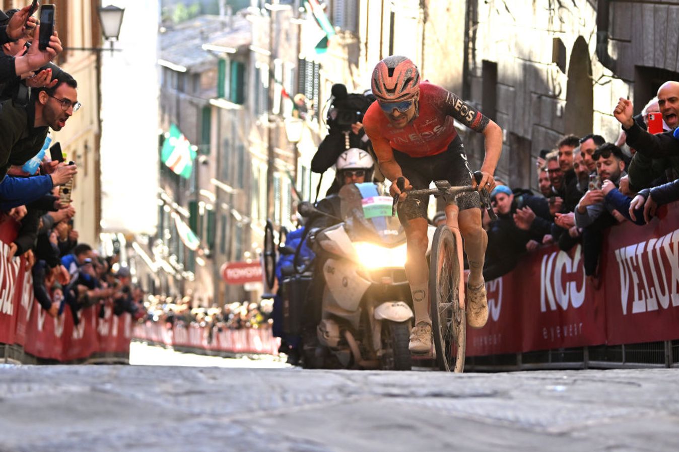 Tom Pidcock was fourth at Strade Bianche