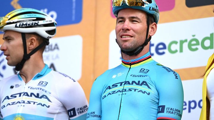 Mark Cavendish (right) at the 2024 Tour Colombia