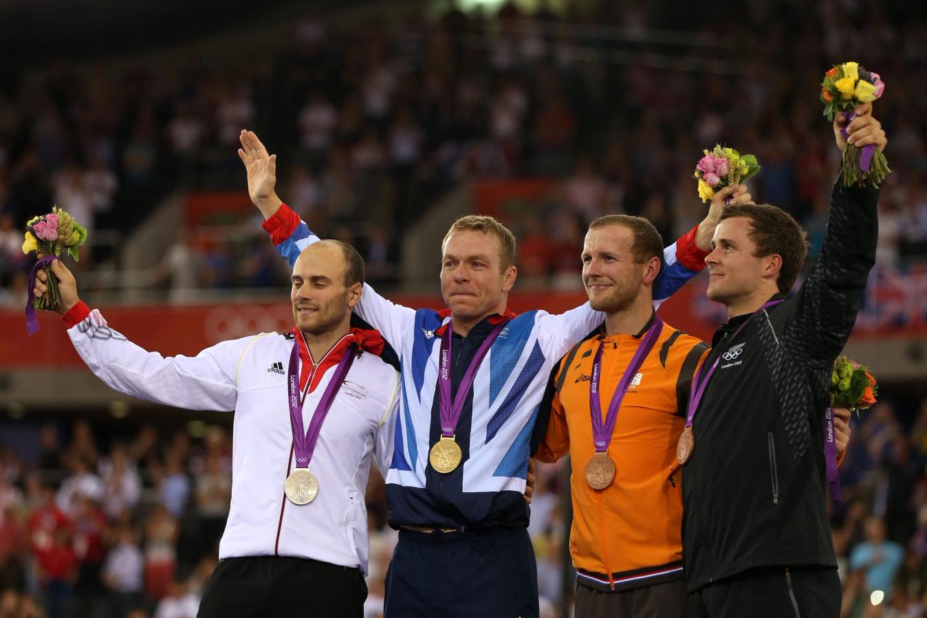 Chris Hoy victorious at the London 2012 Olympics