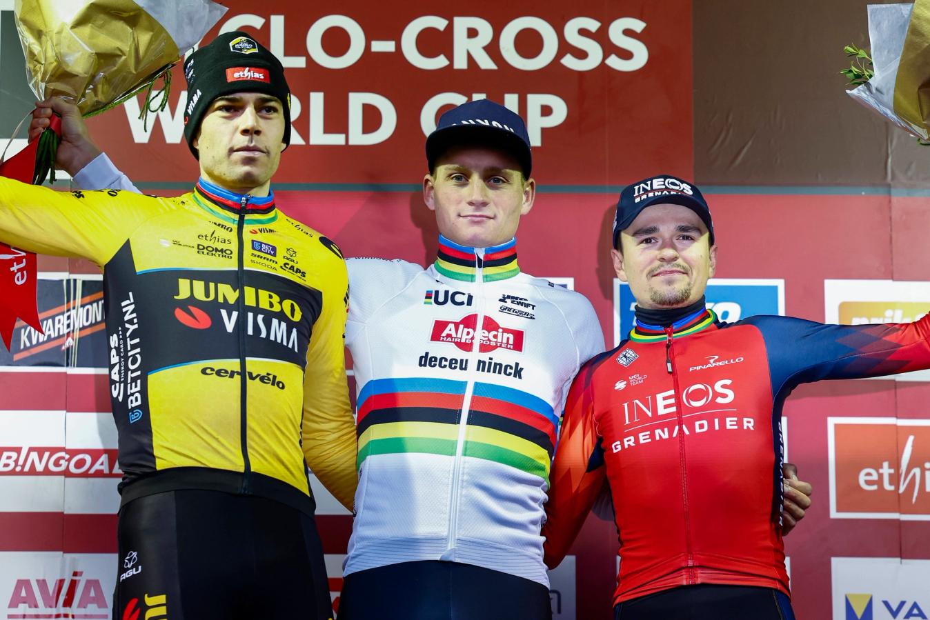 Van Aert, Van der Poel and Pidcock all finished on the podium in Gavere