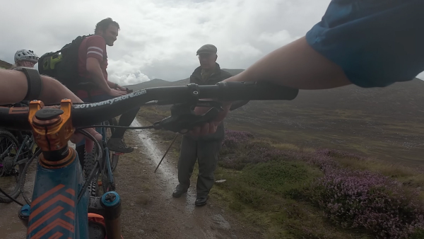 The King of the United Kingdom stopped for a chat with some mountain bikers