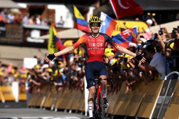 Carlos Rodriguez (Ineos Grenadiers) winning a stage at the Tour de France in July