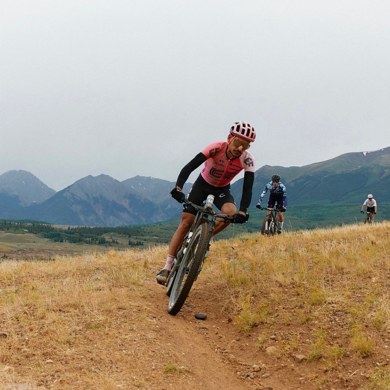 Lachlan Morton in action during this year's edition of Leadville 100
