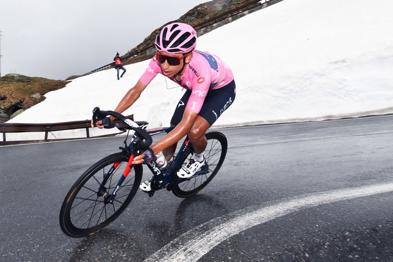 Snowy mountains are part of the test for any pink jersey hopeful