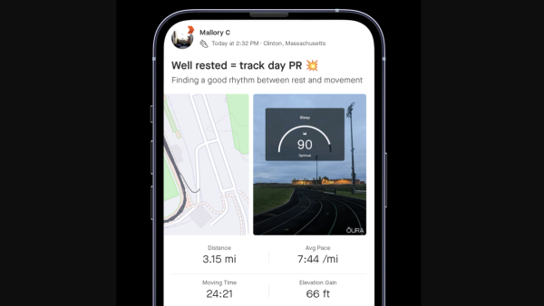 This is how Oura data will now appear within Strava activity uploads