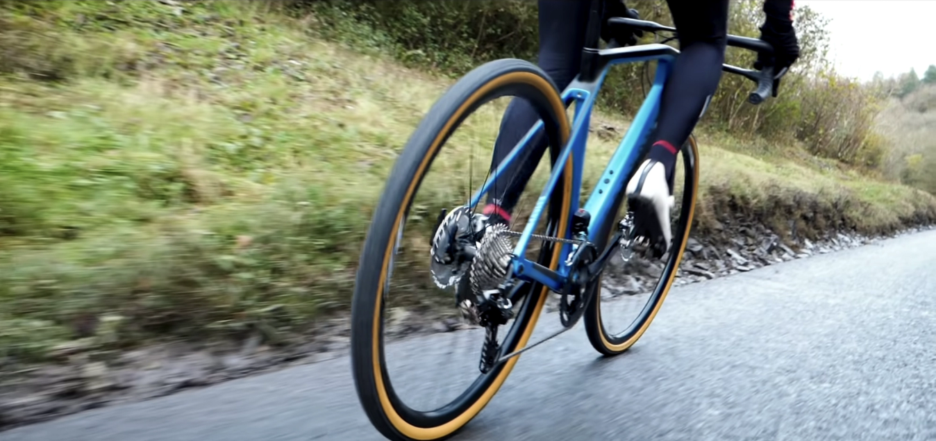 Thinner tyres; better aerodynamics. On road, the gravel bike is fastest