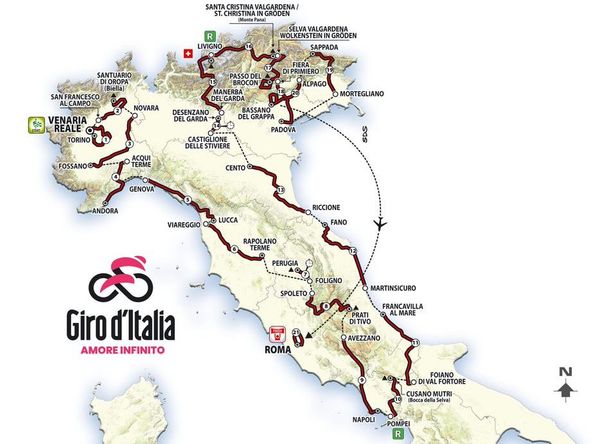 The map for the 2024 Giro d'Italia