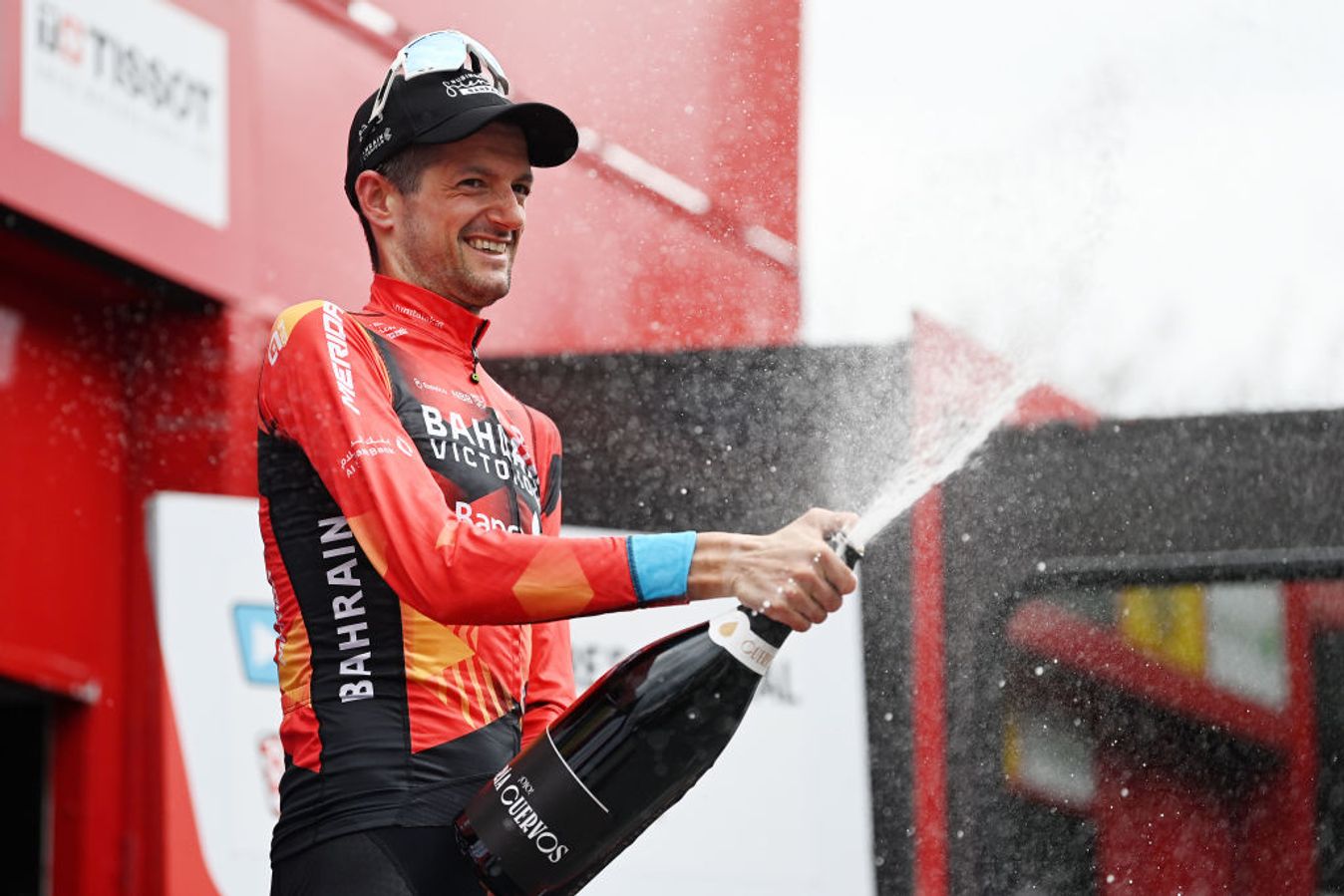 Wout Poels celebrates his stage win at the 2023 Vuelta a España