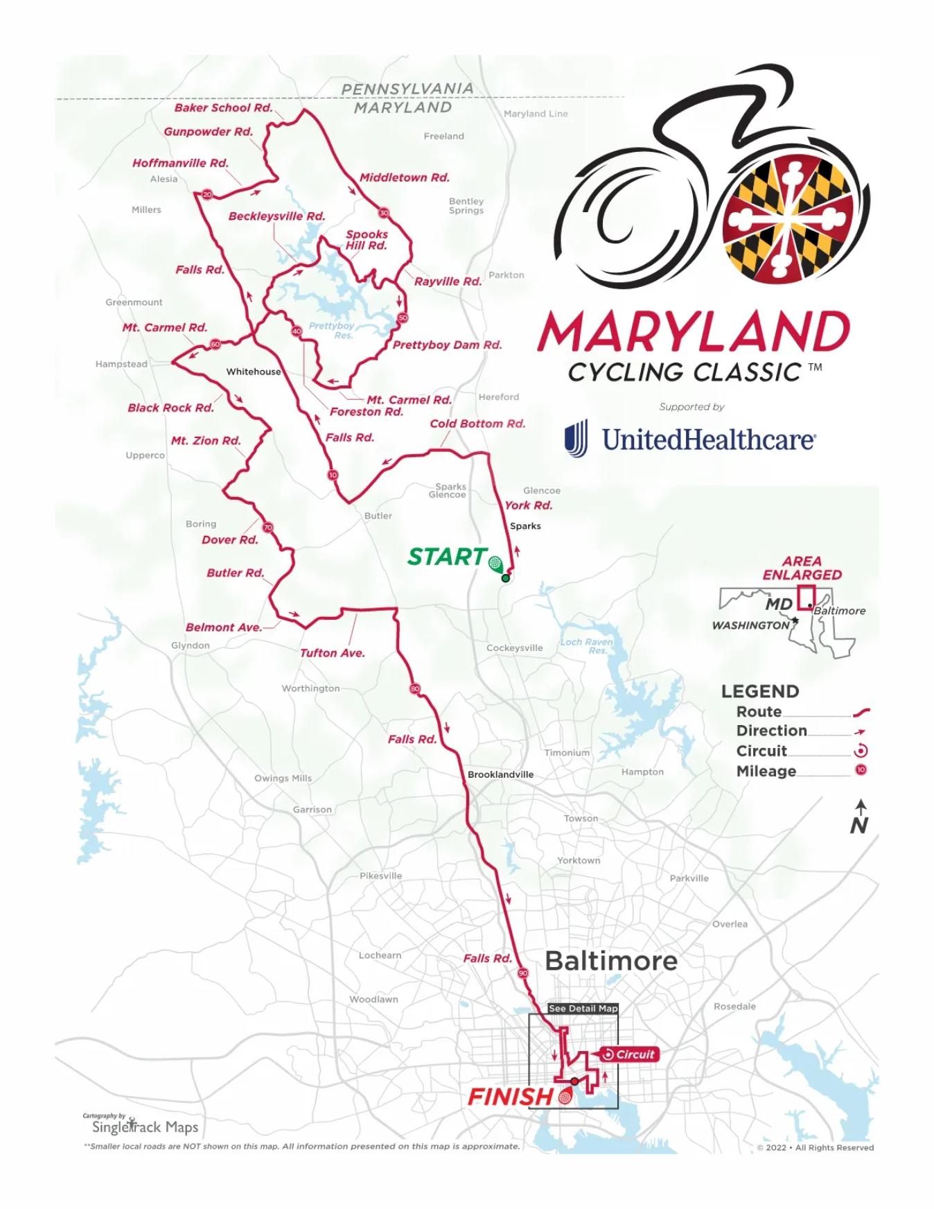 Maryland Cycling Classic 2023 map