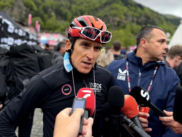 Geraint Thomas at the finish of stage 2 of the Giro d'Italia