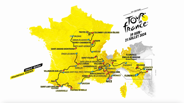 The 2024 Tour de France route map