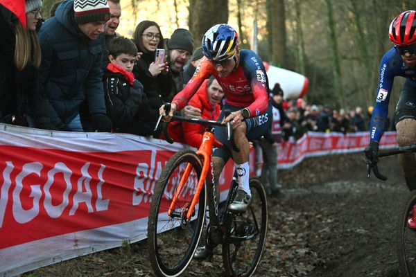 Tom Pidcock (Ineos Grenadiers) in action at the UCI Cyclo-Cross World Cup in Namur, Belgium