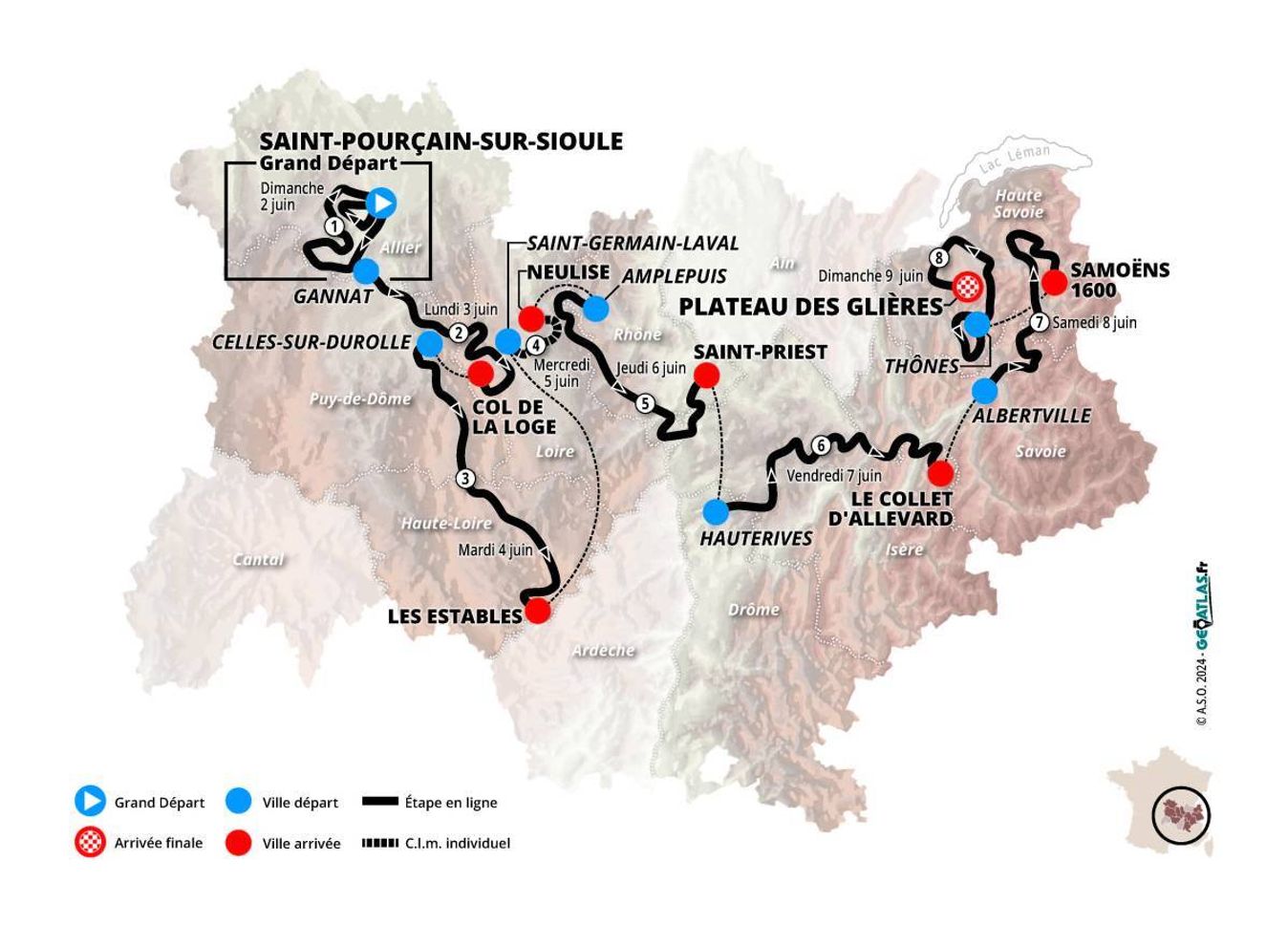 An overview of this year's Critérium du Dauphiné route
