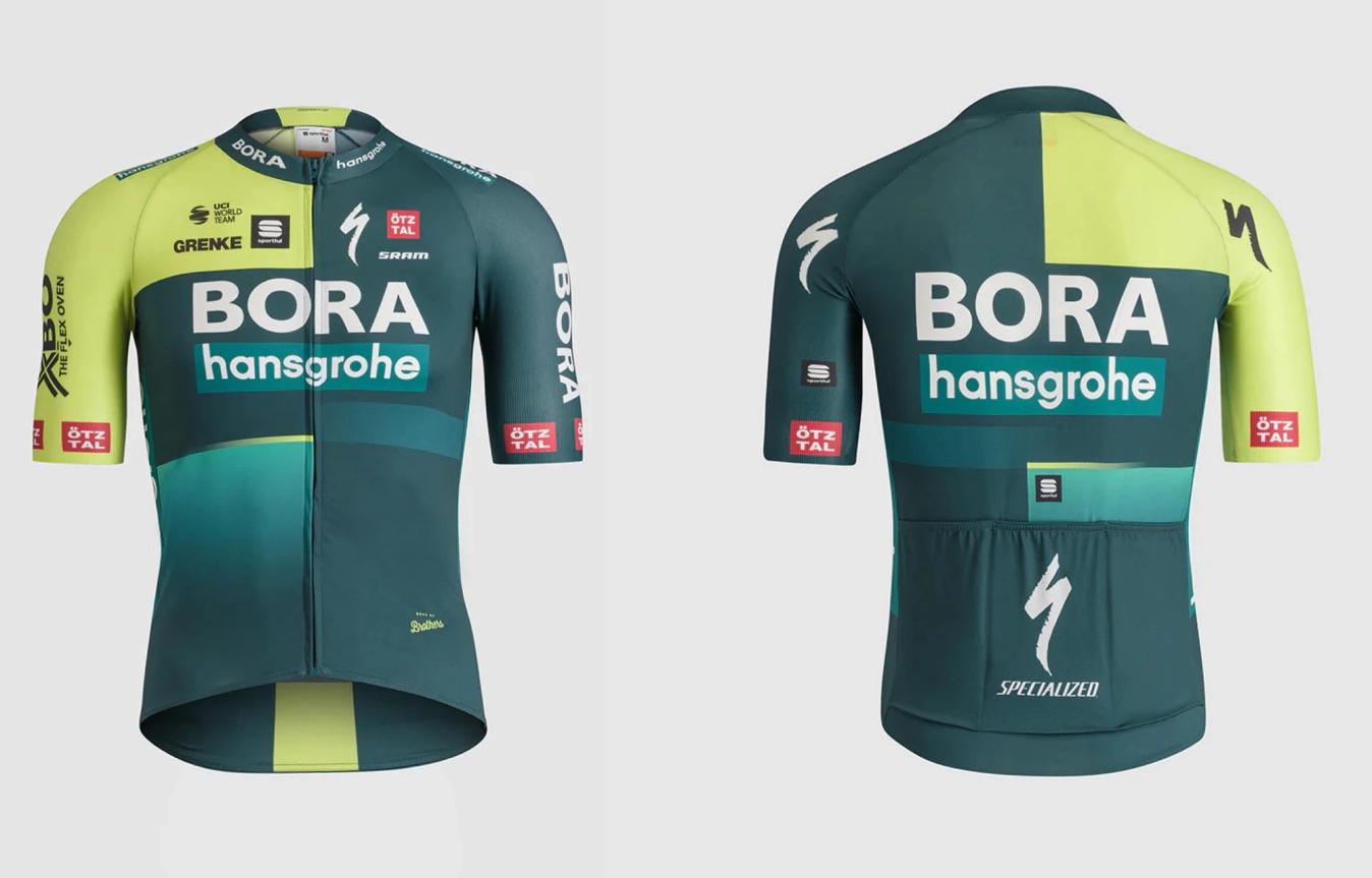 The front and back of the 2024 Bora-Hansgrohe jersey