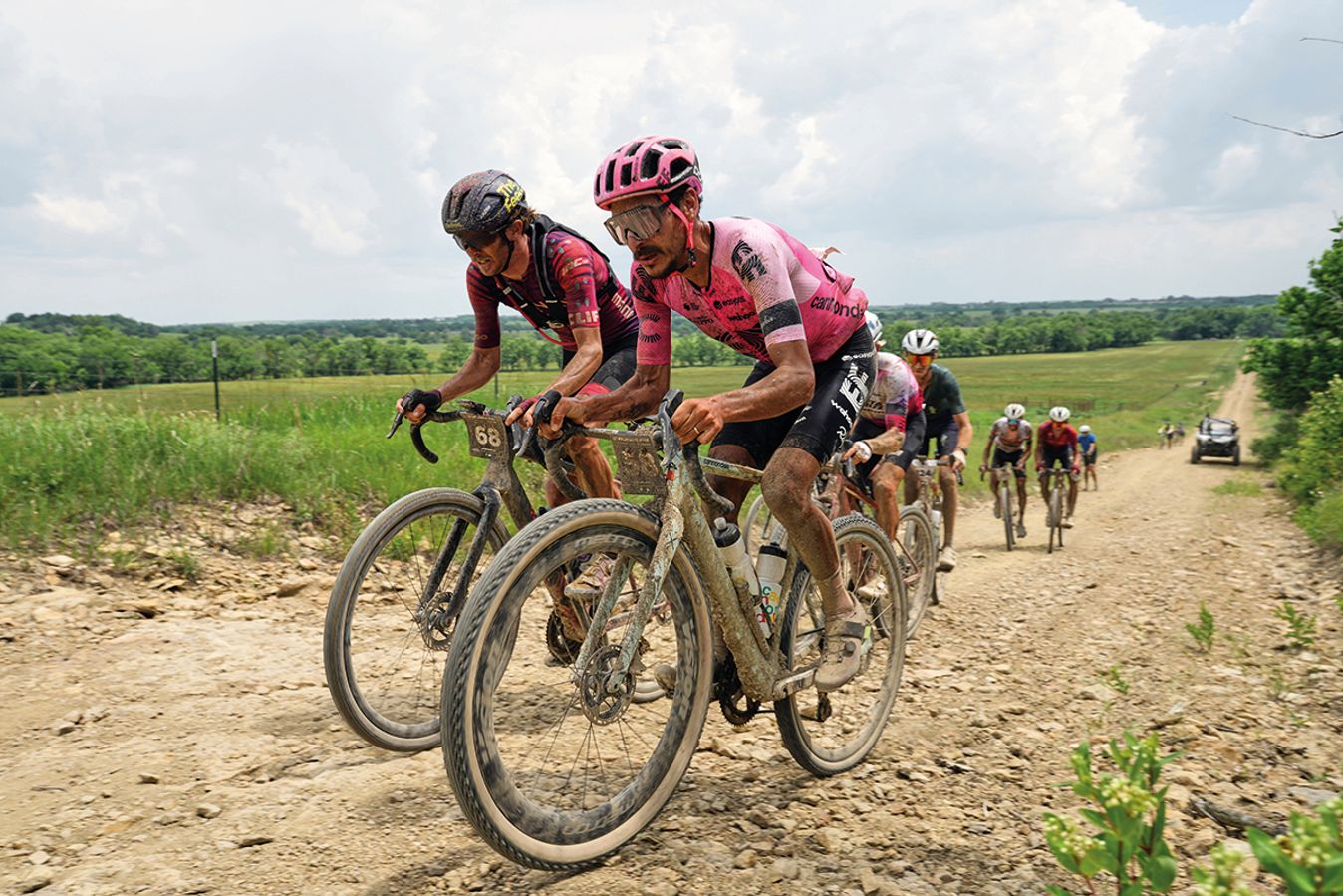 Lachlan Morton and Peter Stetina battle up one of the steep climbs in the Flint Hills of Kansas. Expect more on the course next year