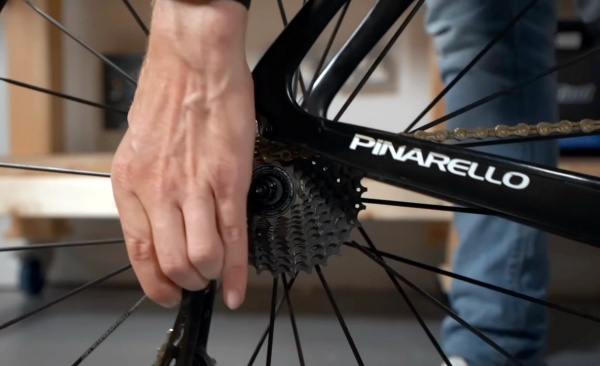 When removing the rear wheel, pull the derailleur out of the way