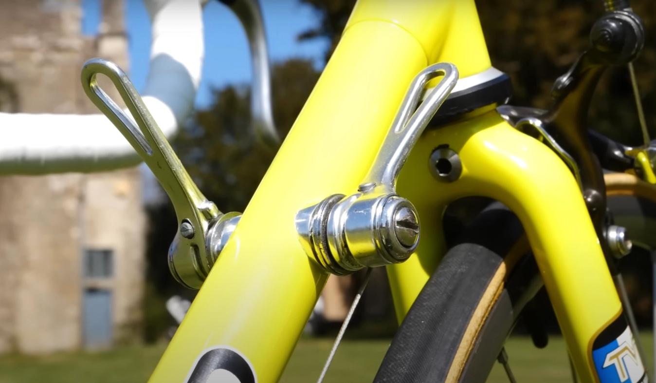 Before STI levers were a thing riders would have to take a hand away from the bars to use a down tube mounted shifter