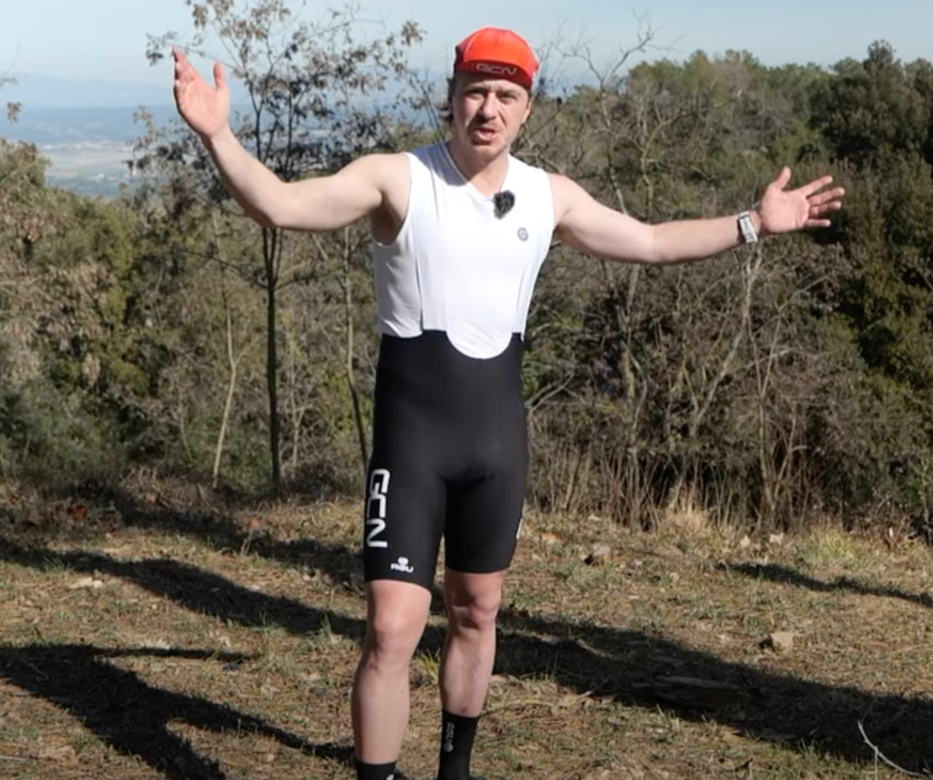 Hank wearing Agu bib shorts - essential cycling kit