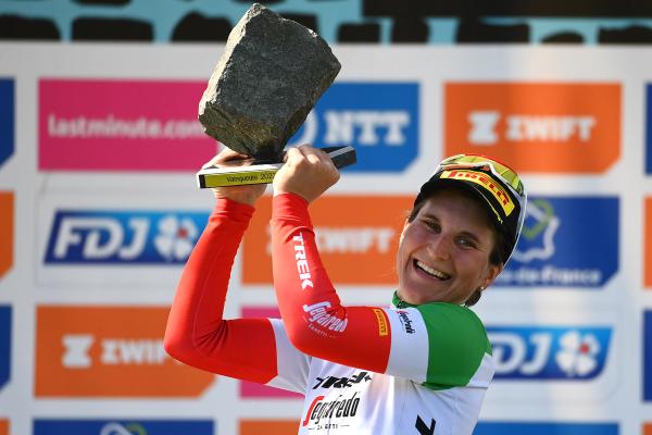 Elisa Longo Borghini finished 3rd at the inaugural Paris-Roubaix Femmes in 2021 before winning the following year's edition