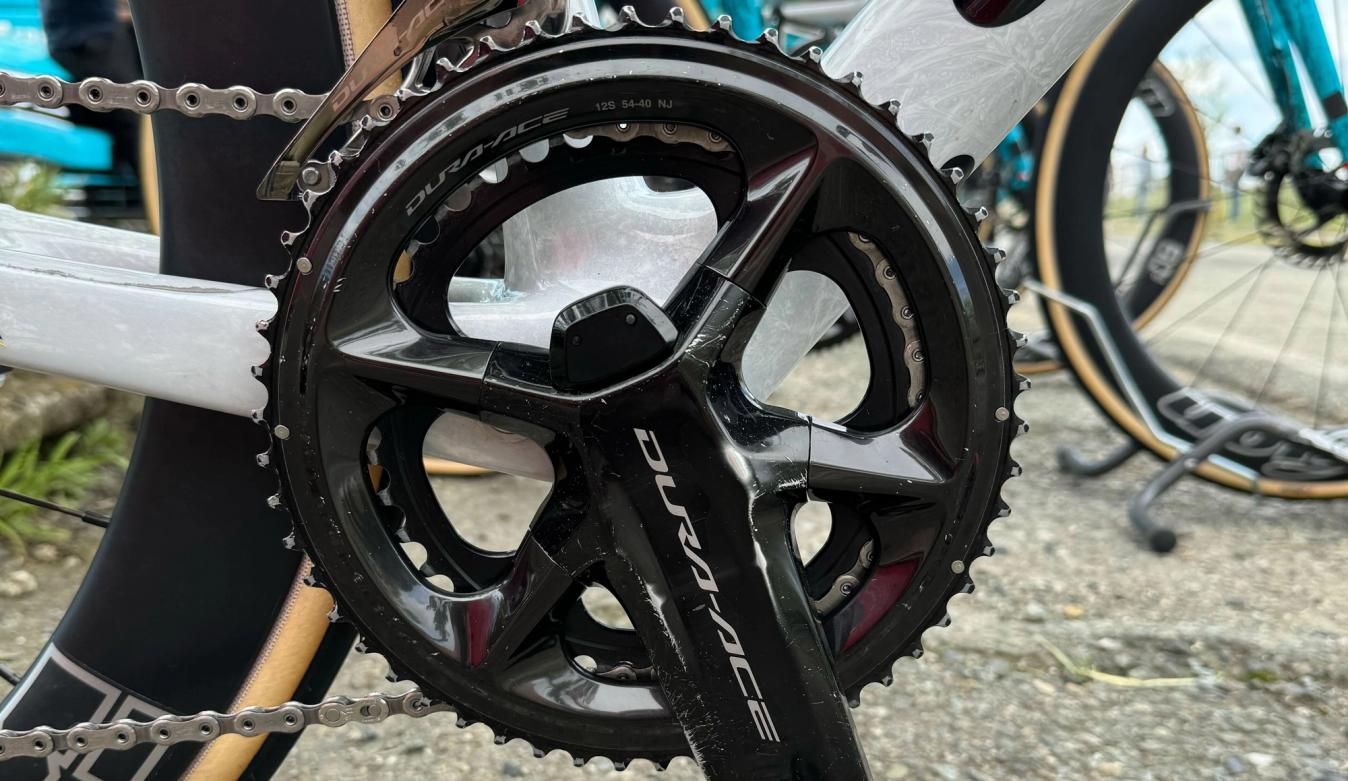 A Shimano Dura-Ace groupset with a 54/40t chainset
