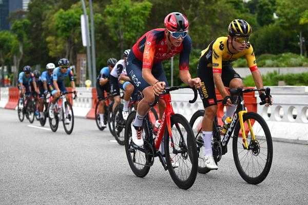 Josh Tarling was part of a three-strong Ineos Grenadiers team for the Singapore Criterium, alongside Brandon Rivera and Leo Hayter 