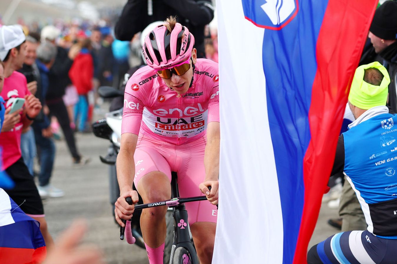 Tadej Pogačar was roared onto victory on stage 15 of the Giro d'Italia by fans who had made the trek up to the summit finish