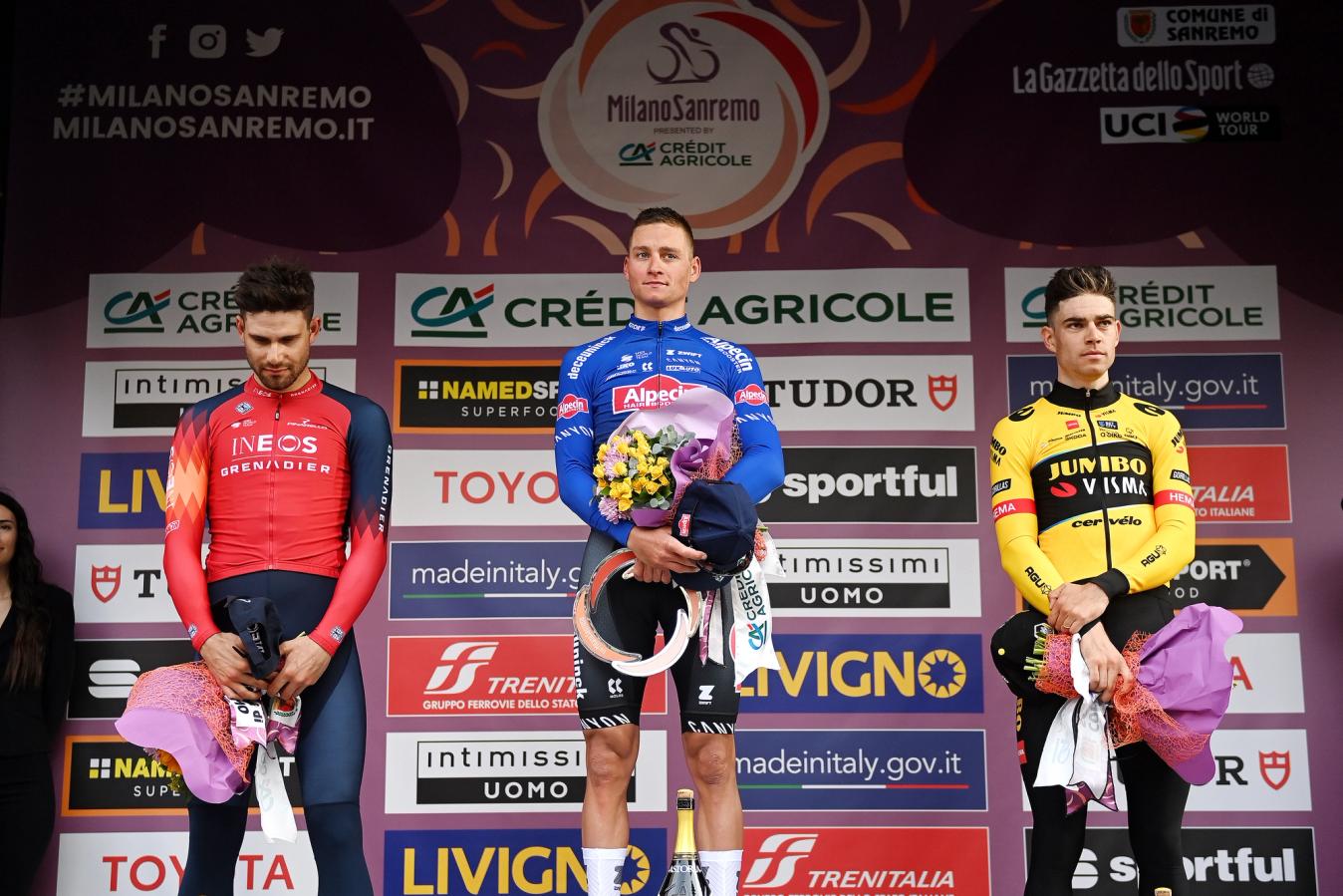 Van Aert was third in Milano San Remo after a four way battle on the Poggio