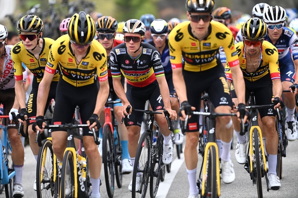 Remco Evenepoel (centre) could in theory join forces with the Jumbo-Visma powerhouse