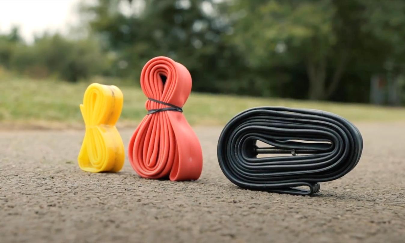 There are three main types of inner tube: butyl (black), latex (red) and TPU (yellow)
