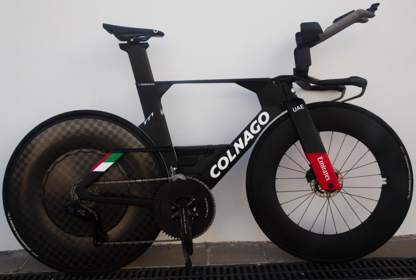 One of Finn Fisher-Black's two Colnago time trial bikes