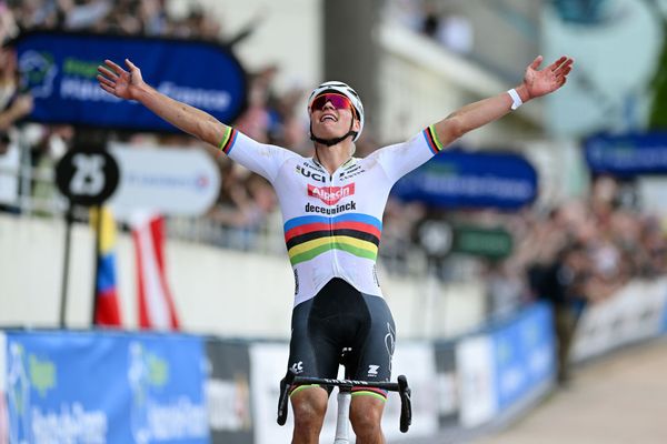 Mathieu van der Poel solos to victory at the 2024 Paris-Roubaix
