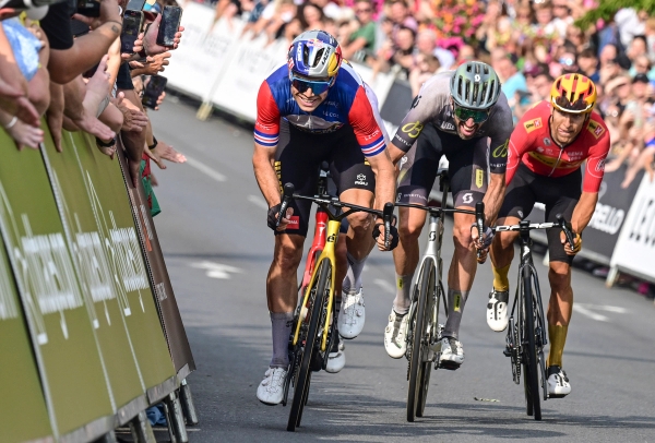 Wout van Aert winning the recent Tour of Britain