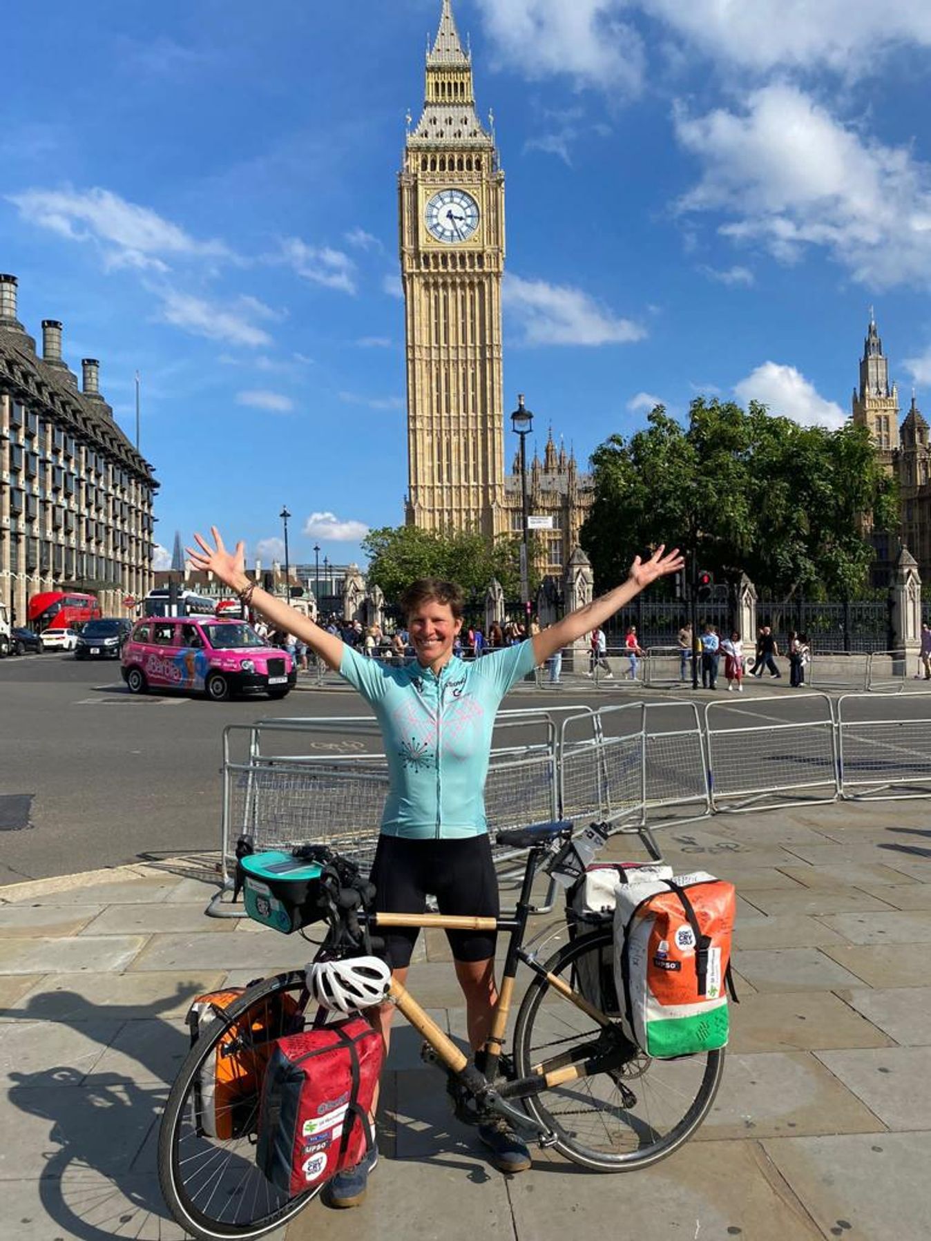 Kate Strong arrives in London after her lap of the UK