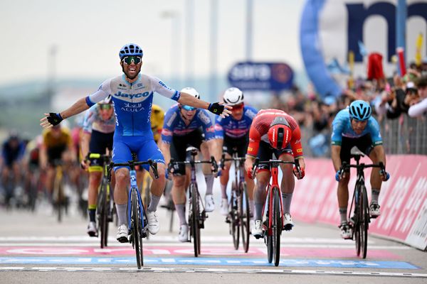 Michael Matthews (Jayco AlUla) winning a stage at the Giro d'Italia in 2023