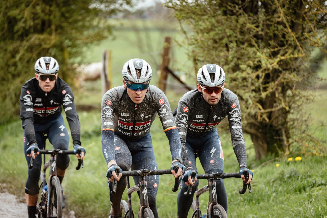 Soudal Quick-Step riders used the new Gabba R jackets during their Paris-Roubaix recon