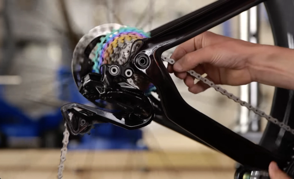 Make note of the route the chain takes through the rear derailleur