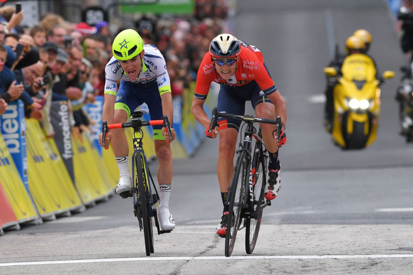 The moment Guillaume Martin (left) almost won a WorldTour race