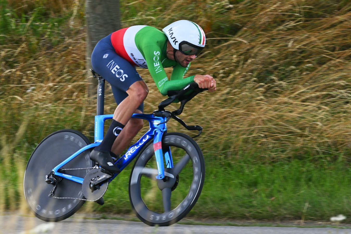 Filippo Ganna en route to victory in the Tour de Wallonie time trial